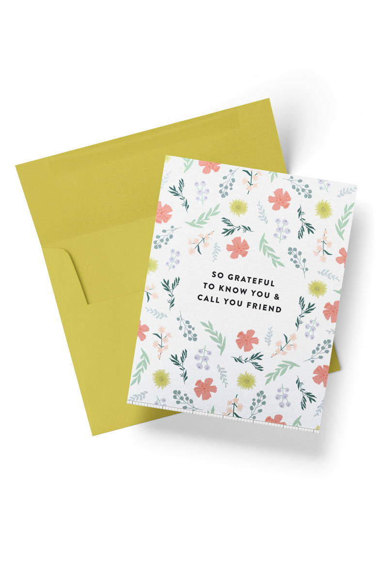 Grateful to Know You Friend Boxed Set of 8 Greeting Cards, Main, color, Floral Pattern