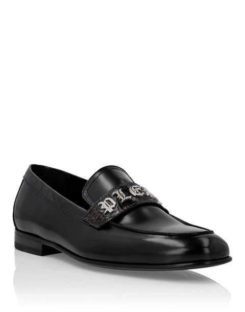 Croco Printed Leather Loafers Men