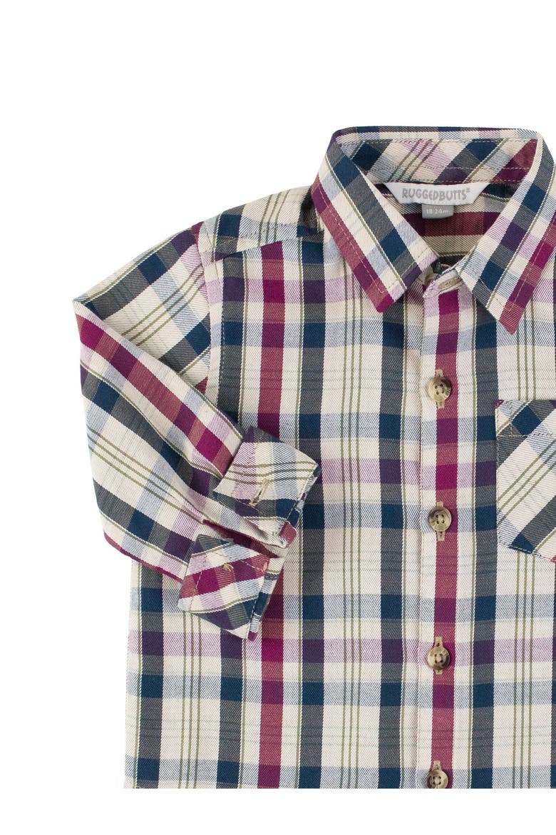 Toddler Boys Long Sleeve Button Down Shirt, Alternate, color, Rowan Plaid