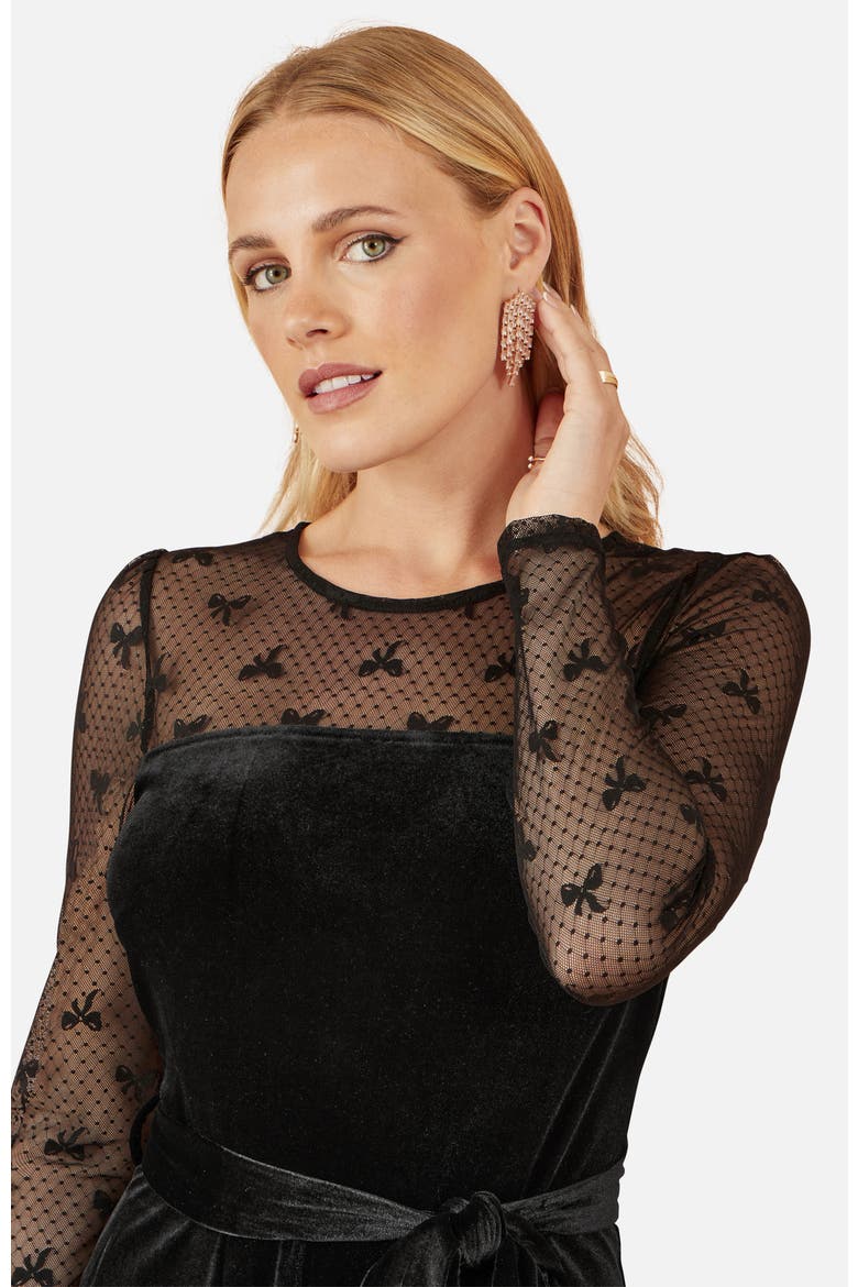 Velvet Skater Dress, Alternate, color, Black
