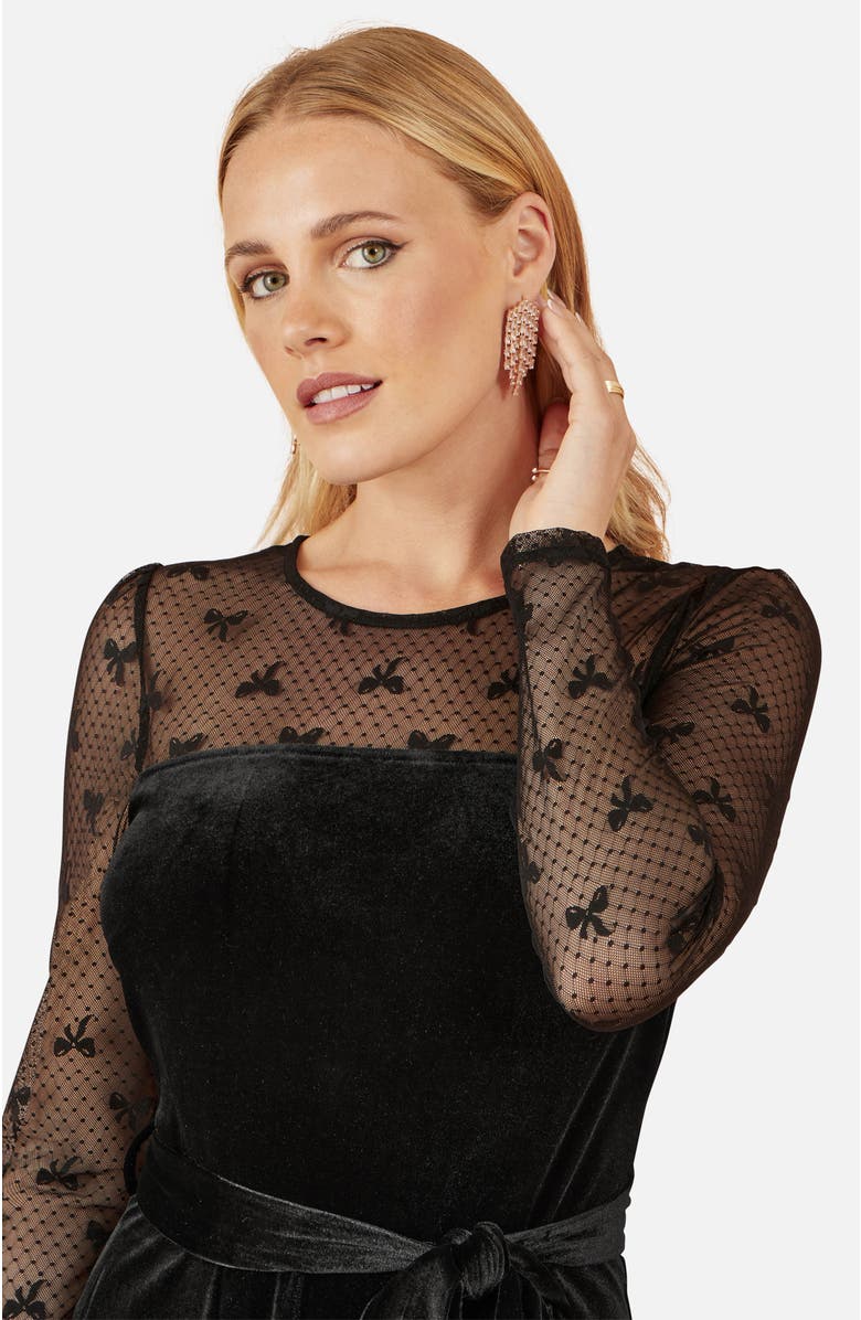 Yumi Velvet Skater Dress, Alternate, color, Black