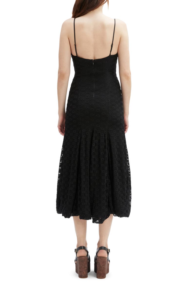 Delany Lace Sleeveless Bubble Hem Midi Dress, Alternate, color, BLACK