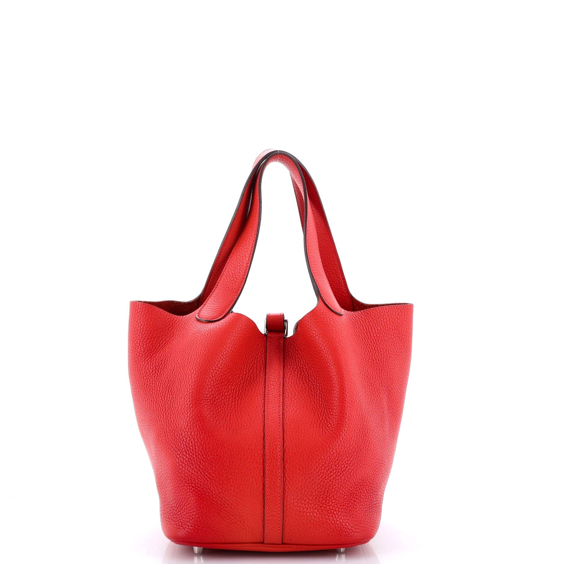 Pre-Owned Hermes Picotin Lock Bag Clemence MM, Alternate, color, Rouge Tomate