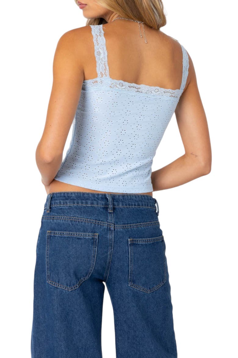 Virginia Lace Trim Eyelet Tank Top, Alternate, color, LIGHT-BLUE