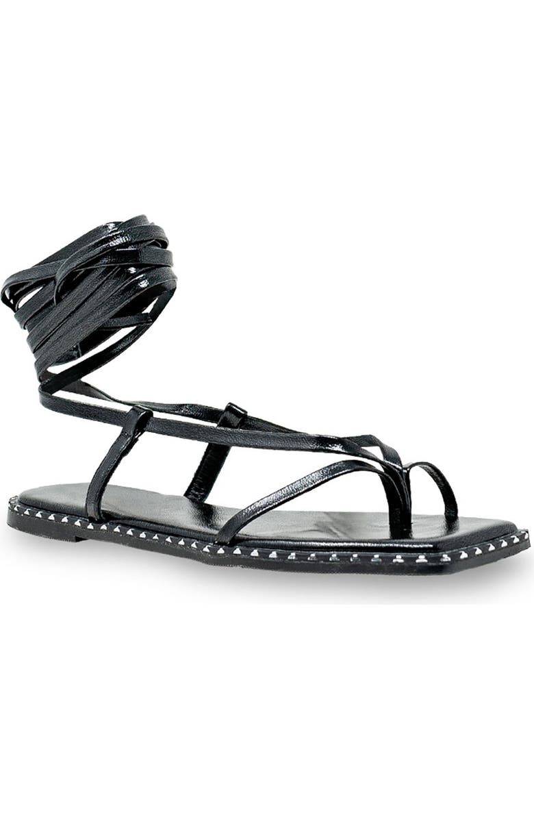 CHASE AND CHLOE Studded Ankle Wrap Sandal, Main, color,