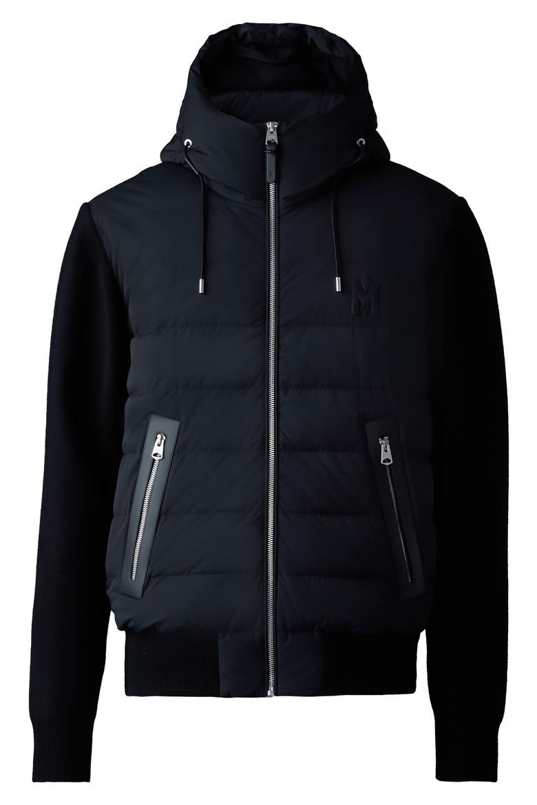 Andrew Quilted Down Stretch Mixed Media Jacket, Alternate, color, BLACK