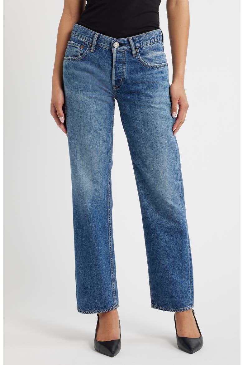 Straight Low Rise Straight Leg Jeans, Main, color, BLUE