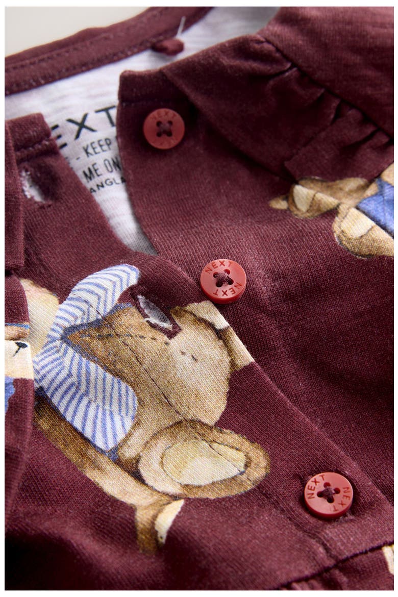 Kids' Teddy Bear Print Cotton Jersey Dress, Alternate, color, DARK RED
