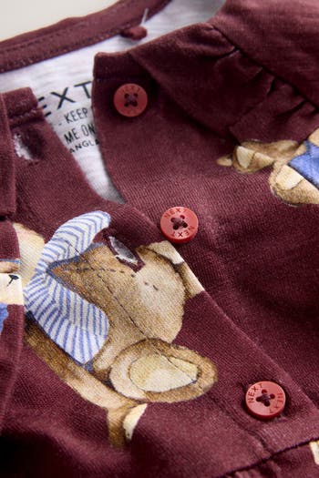 Kids' Teddy Bear Print Cotton Jersey Dress