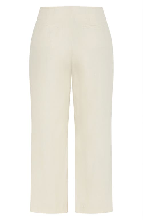 City Chic Viven Linen Blend Wide Leg Pants In Cream