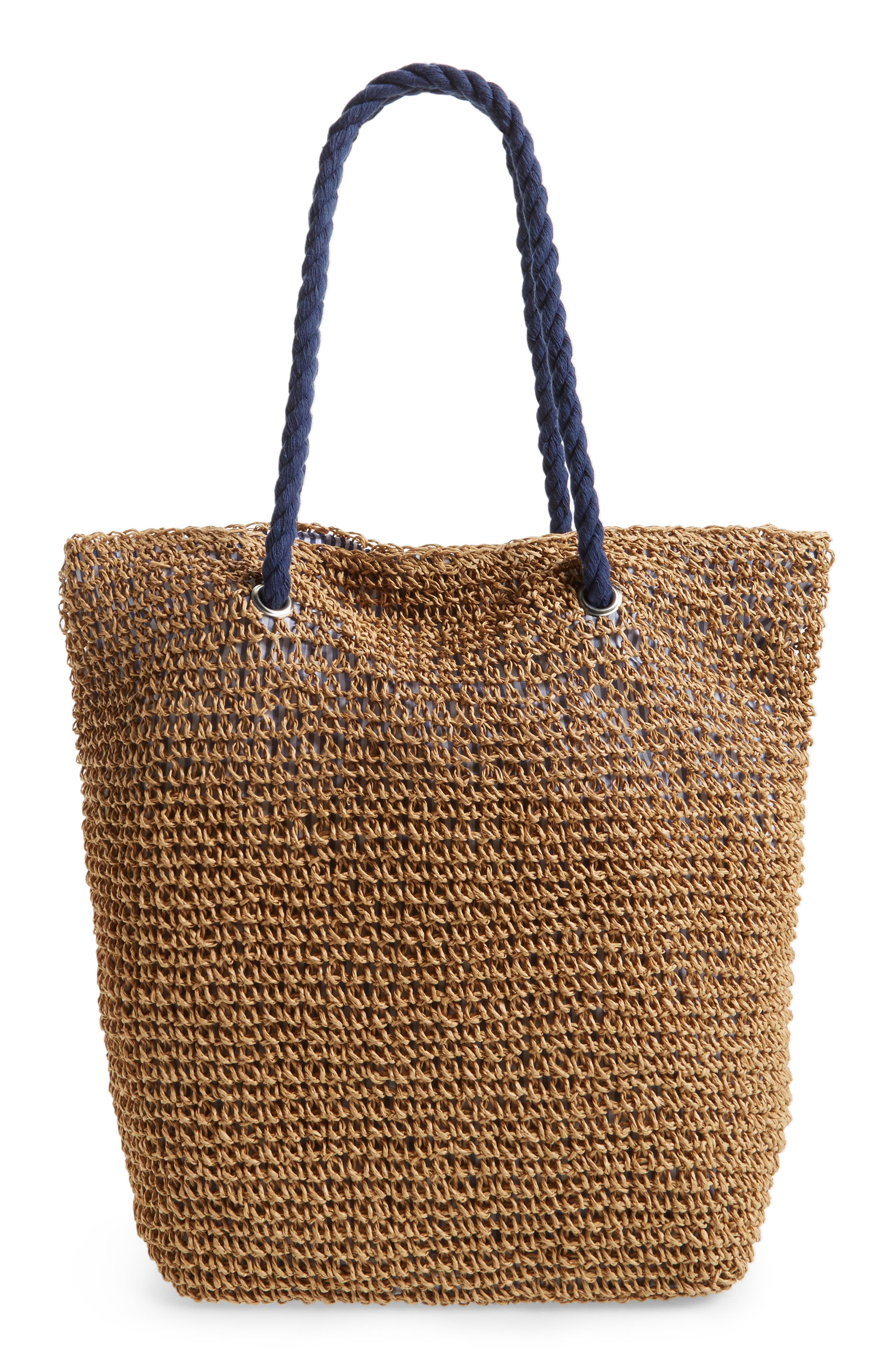 Cesca Rope & Straw Tote, Main, color, 