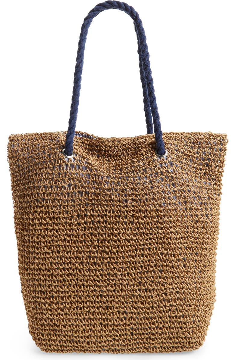 Cesca Rope & Straw Tote, Main, color,