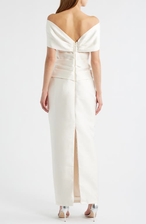 Sonya Moda Aspen Off The Shoulder Taffeta Gown In White