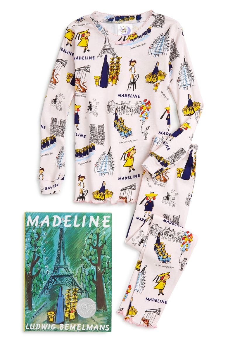 Madeline Fitted Two-Piece Pajamas & Book Set, Main, color, PINK