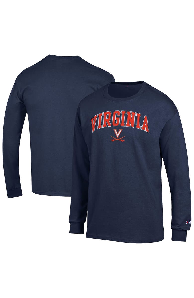 Champion Men's Champion  Navy Virginia Cavaliers Arch Over Logo Long Sleeve T-Shirt, Alternate, color, 