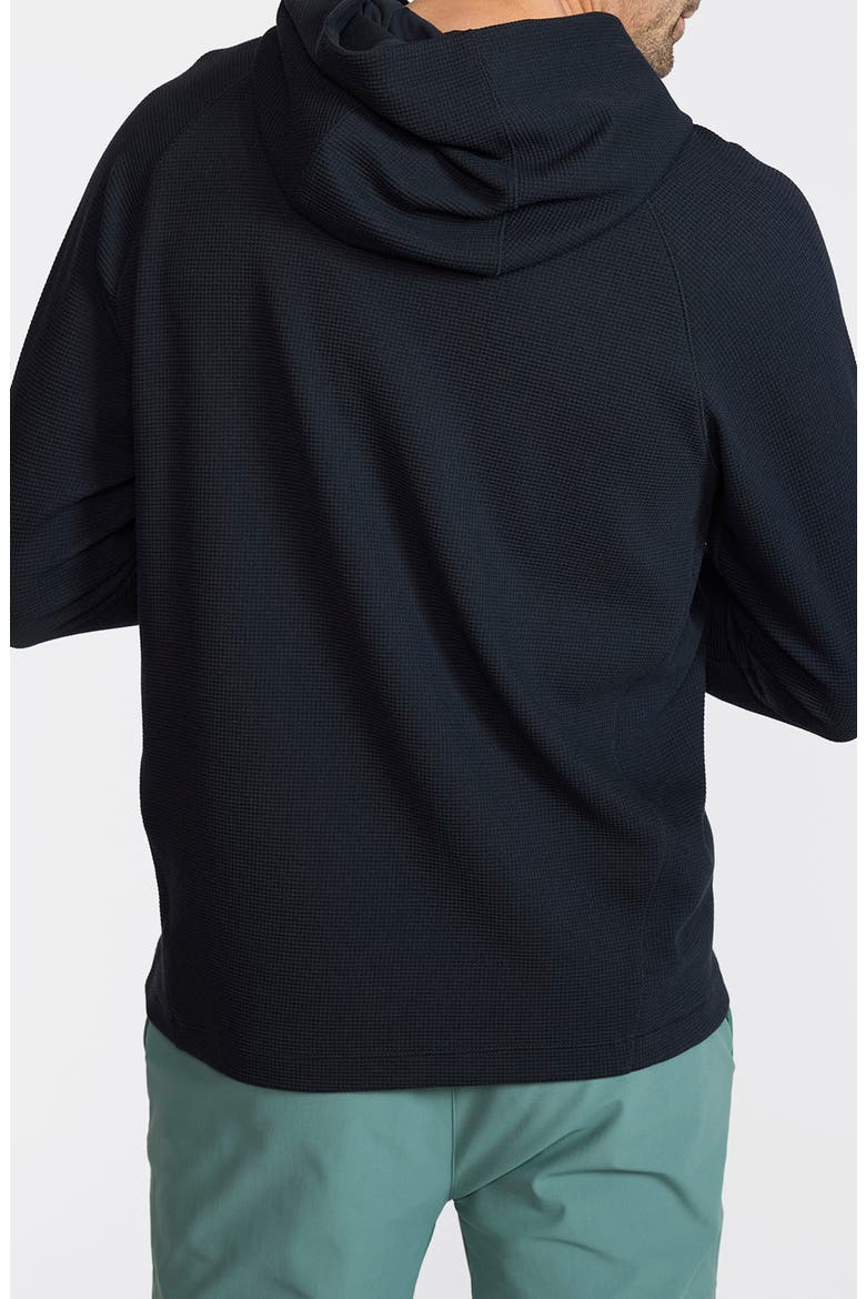 Waffle Knit Hoodie, Alternate, color, BLACK