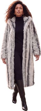 Roaman's Plus Size Hooded Faux Fur Coat