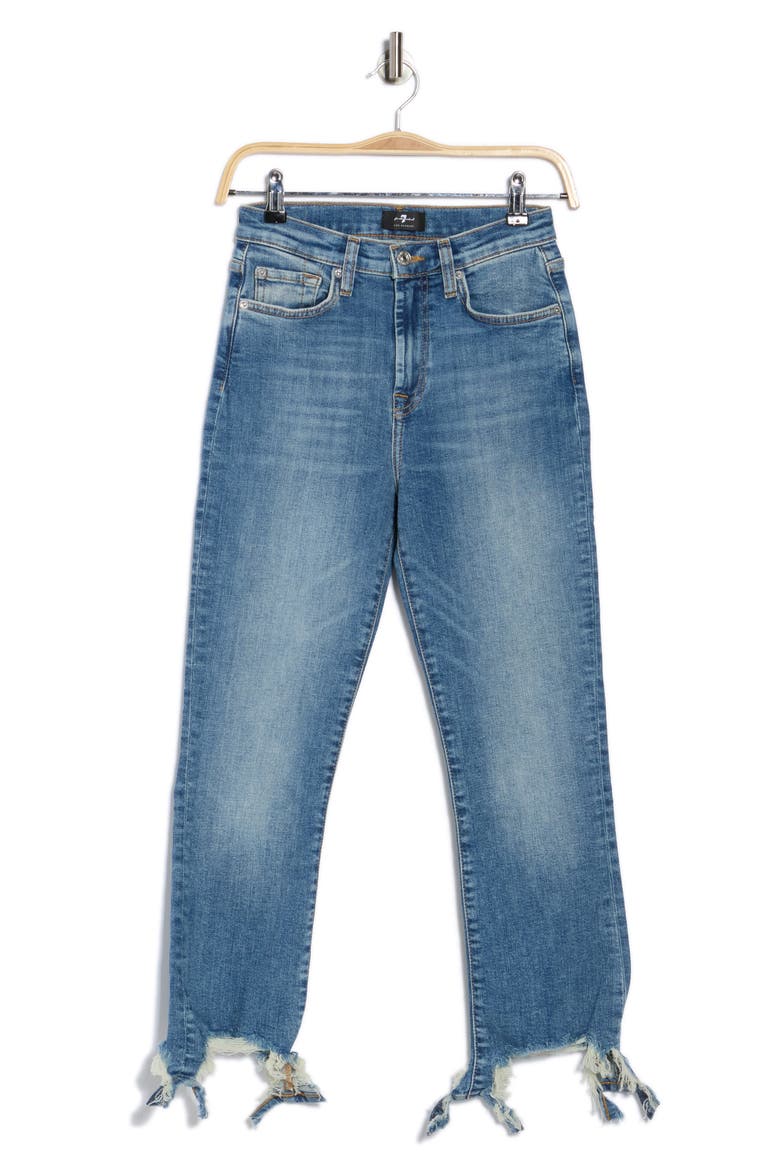 High Waist Slim Kick Flare Distressed Jeans, Alternate, color, ELORA