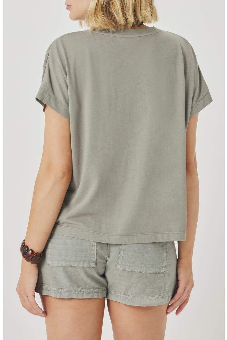 Rebecca Shirred Sleeve Cotton Blend T-Shirt, Alternate, color, EUCALYPTUS GREEN
