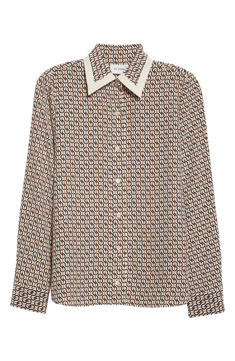 St. John Collection Icon Stripe Silk Crêpe de Chine Blouse, Alternate, color, 