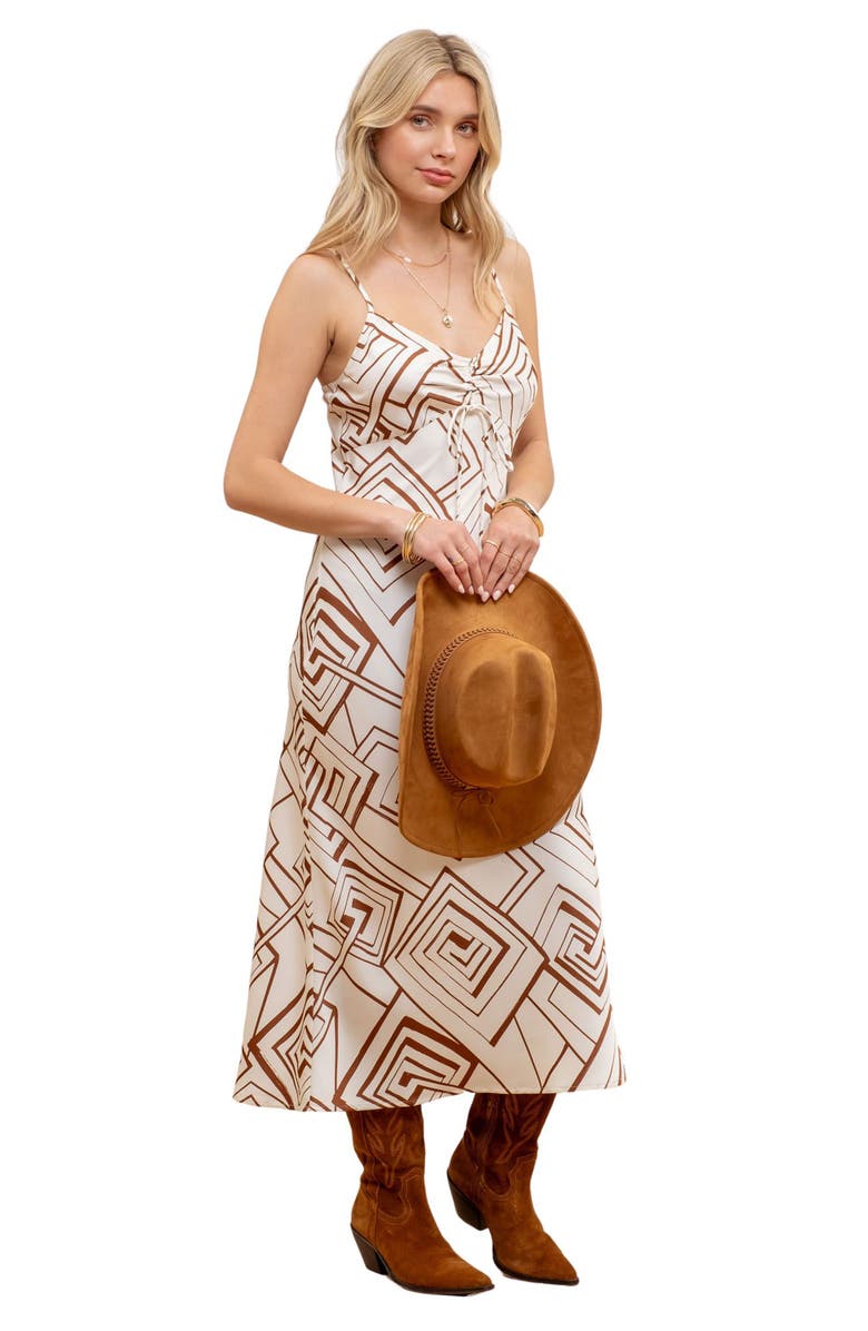 Blu Pepper Geometric Front Tie Midi Dress, Alternate, color, 