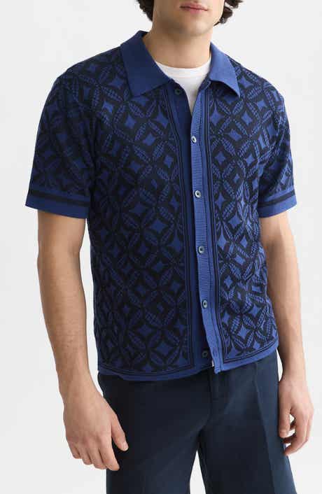 Knit Short Sleeve Button-Up Shirt