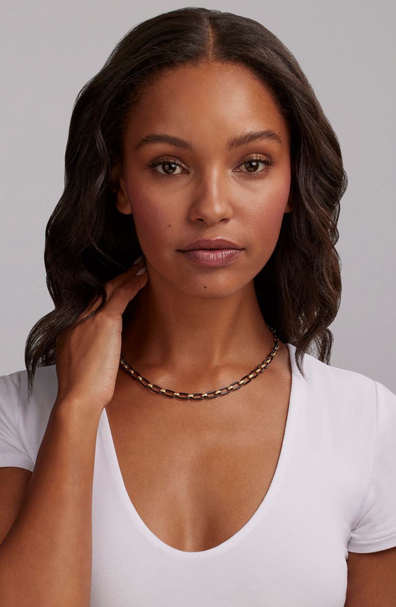 LAGOS Signature Black Caviar Chain Necklace, Alternate, color, Gold