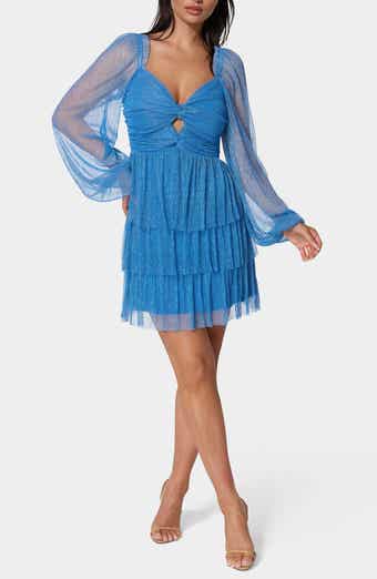 bebe Lurex Crepe Tiered Minidress