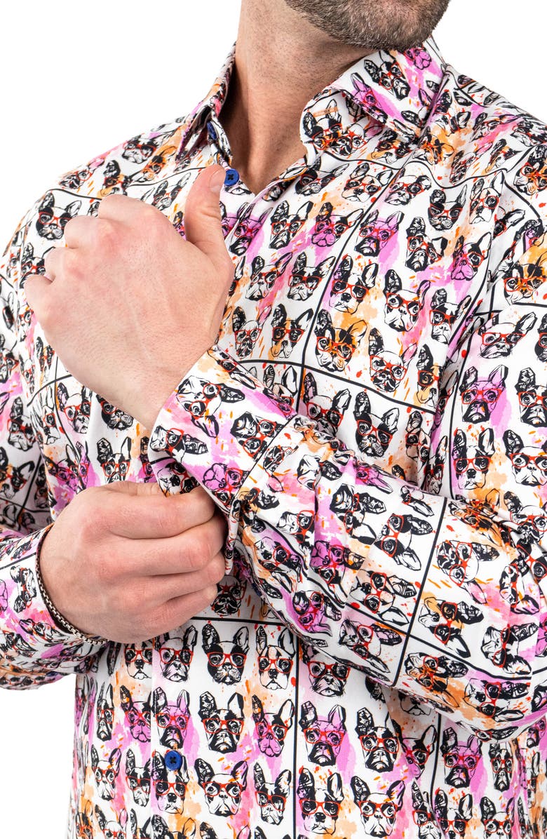 Maceoo Fibonacci Frenchienerd Contemporary Fit Button-Up Shirt, Alternate, color, White