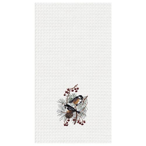 C & F Home C&f Home Chickadees Waffle Weave Cotton Kitchen Towel In White