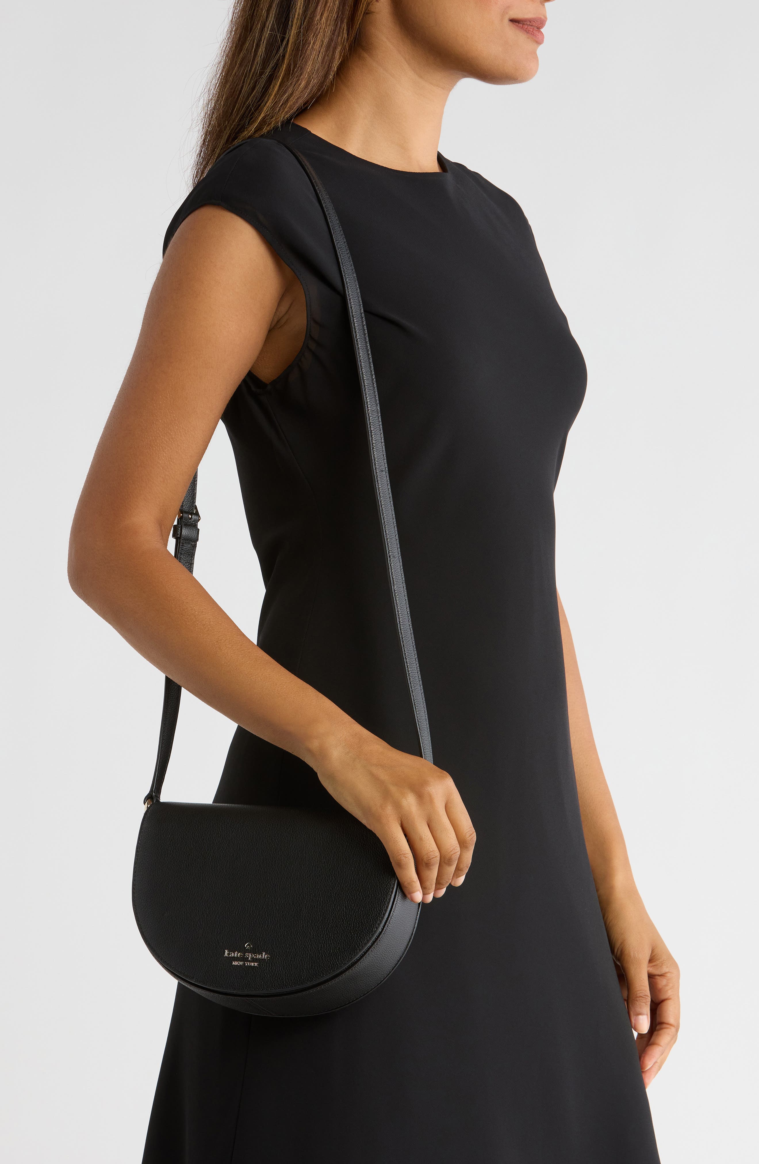 Kate Spade New York luna crescent crossbody bag, Alternate, color, Black