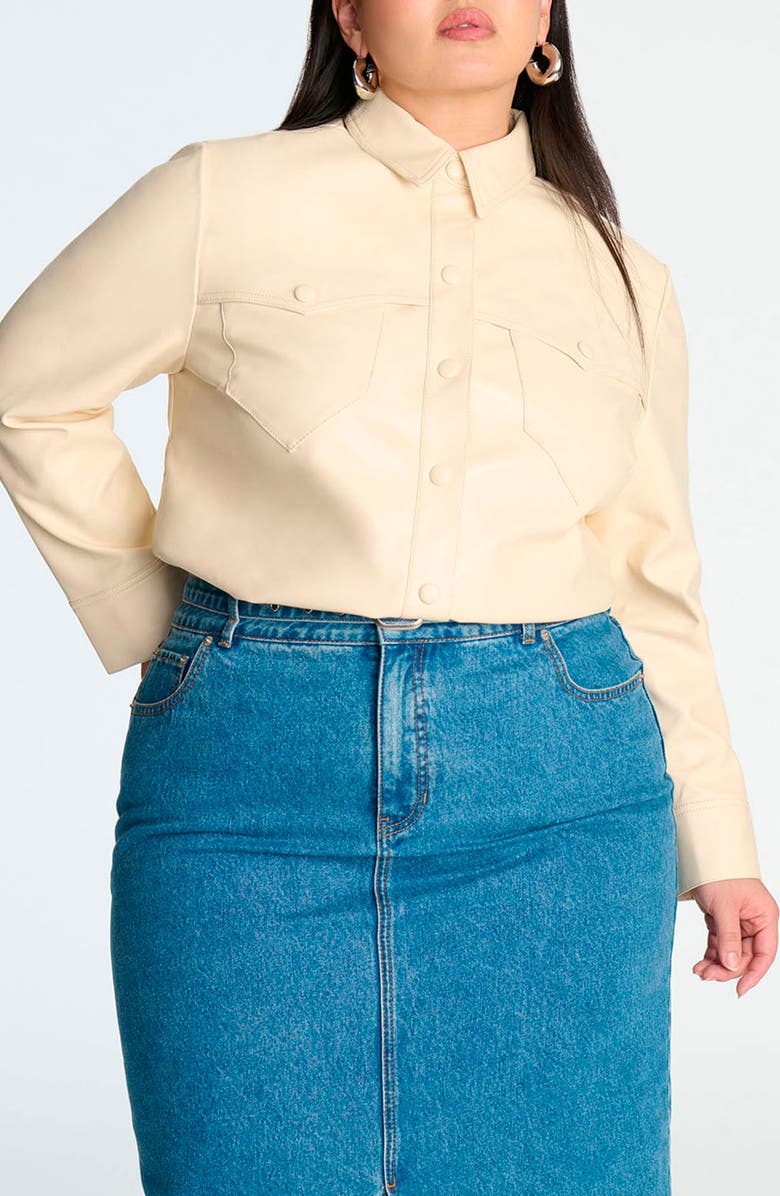 ELOQUII Faux Leather Shacket, Main, color, 