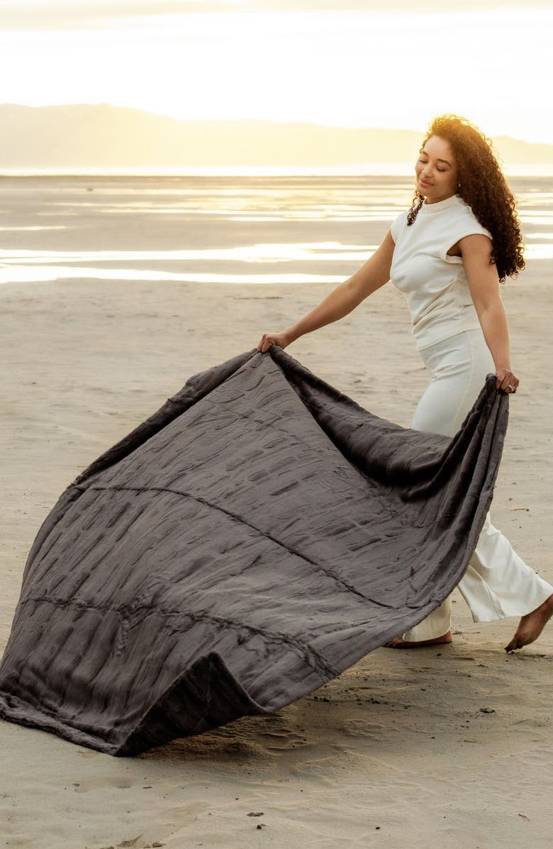 Minky Couture Sorbet Charcoal Blanket, Alternate, color, Gray