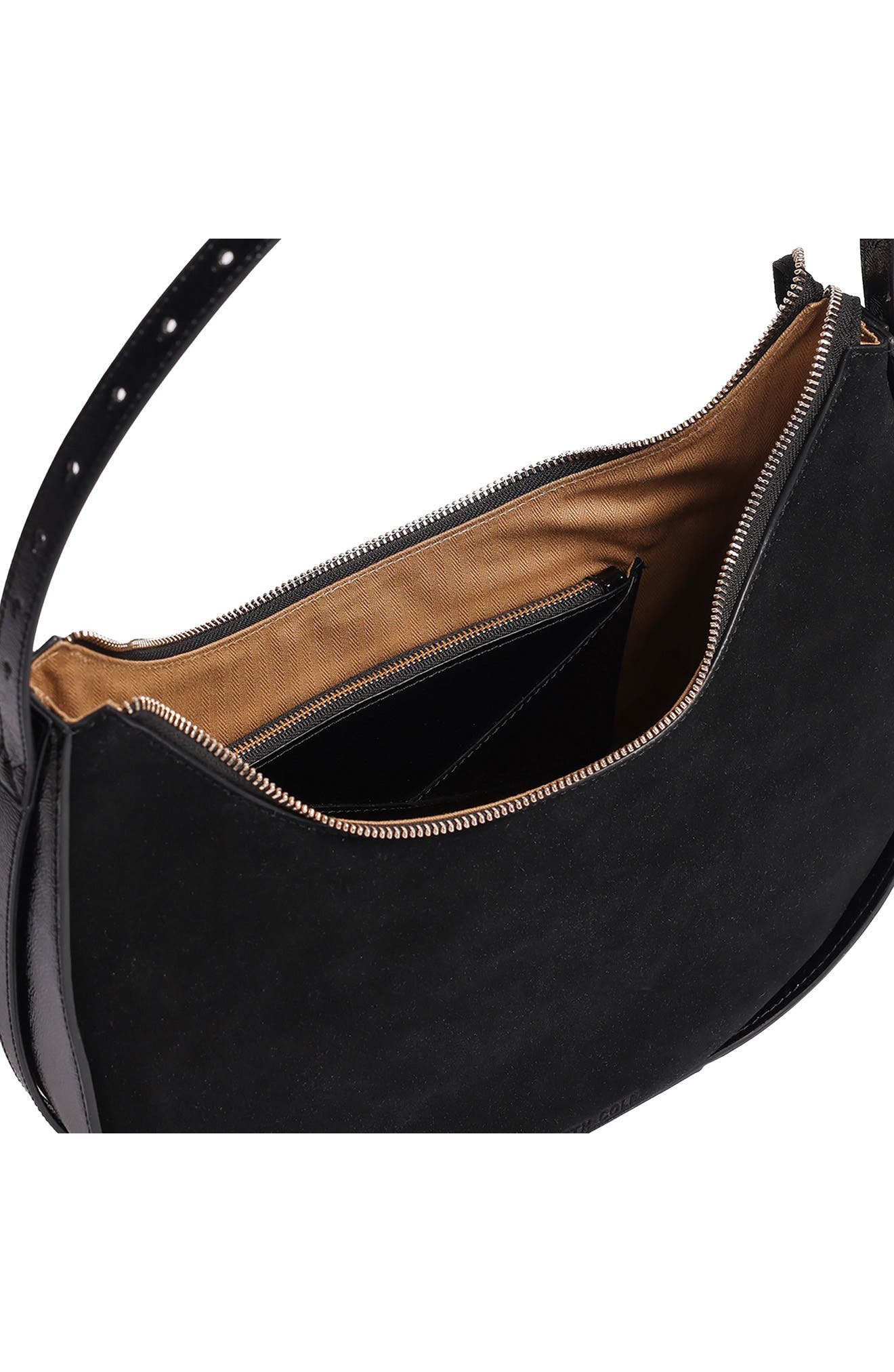 Chelsea Medium Leather Hobo, Alternate, color, BLACK