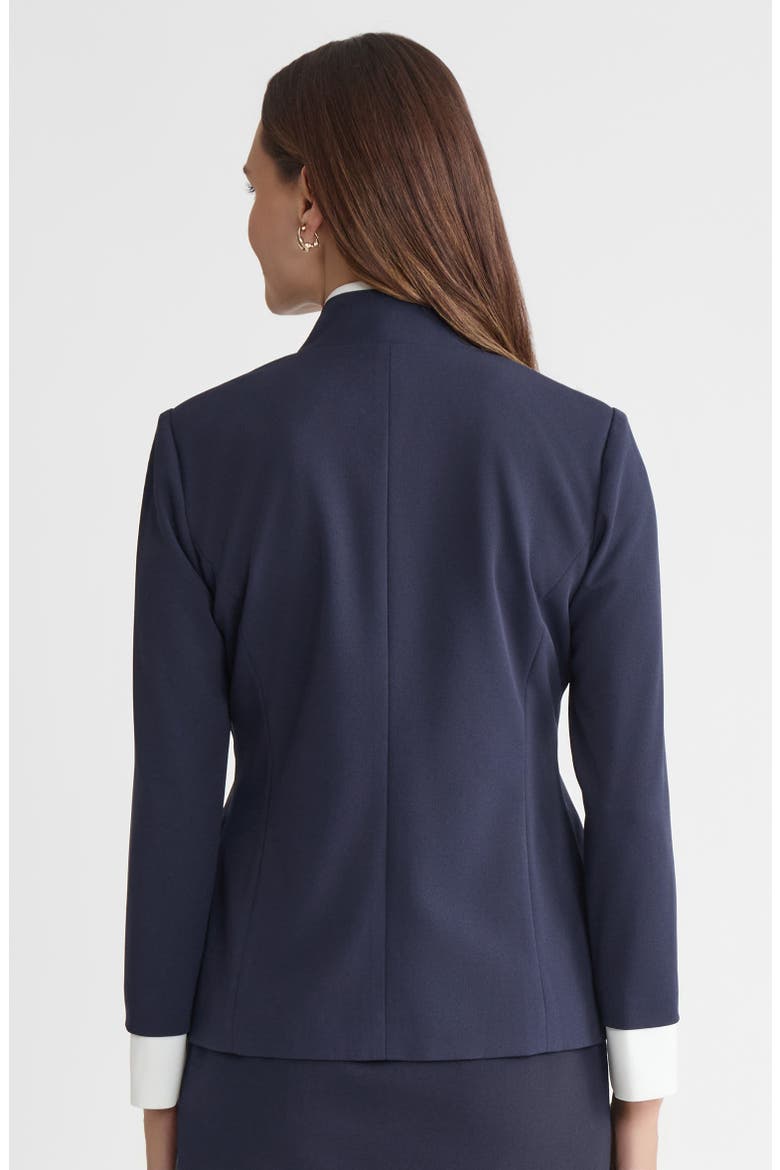 Tailored Two-Toned Stretch Deco Crepe Blazer, Alternate, color, Indigo/White
