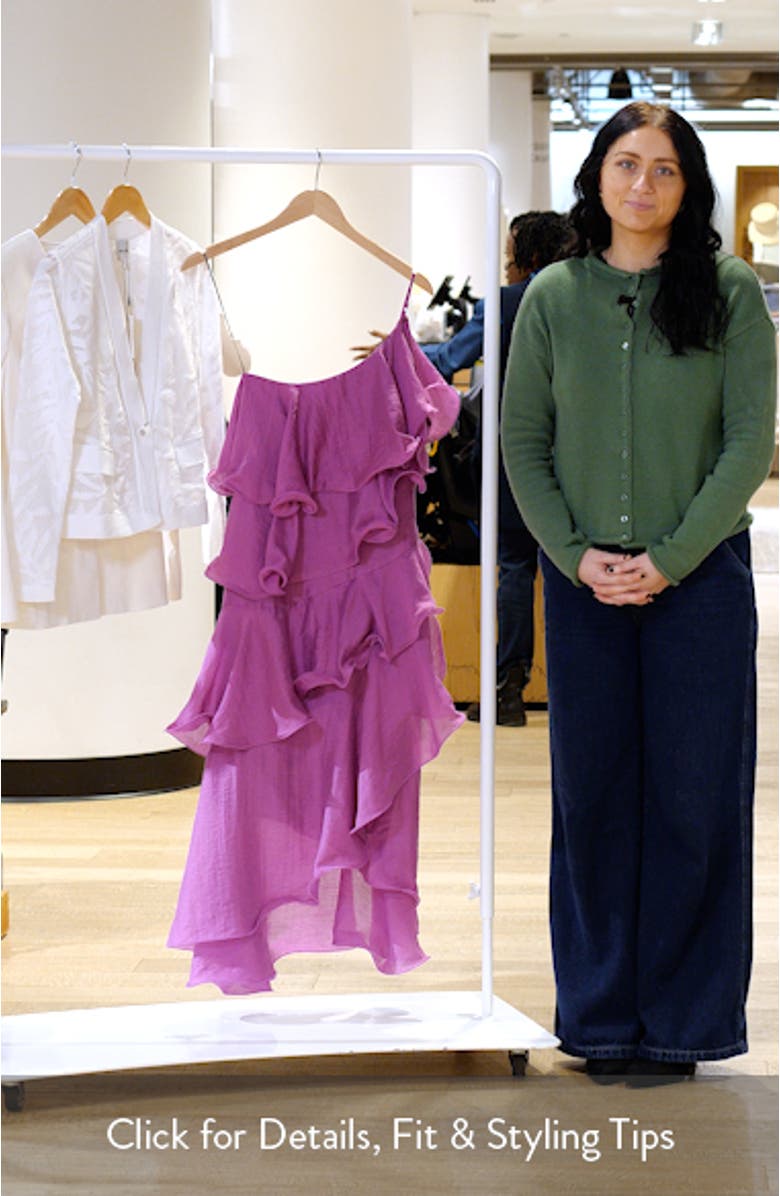 Matea One-Shoulder Asymmetric Ruffle Dress, sales video thumbnail