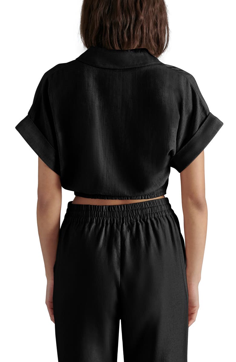 Steve Madden Tori Tie Front Linen Blend Button-Up Shirt, Alternate, color,