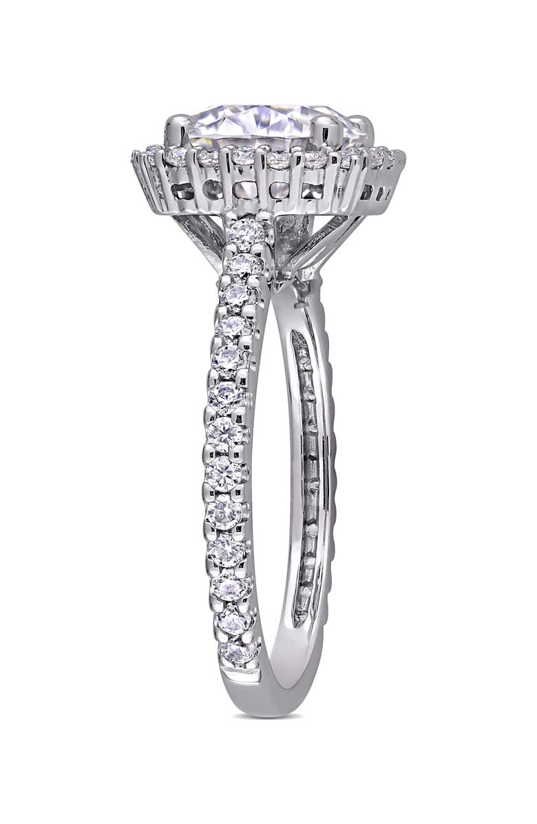 DELMAR 10K White Gold Moissanite Halo Engagement Ring, Alternate, color, 
