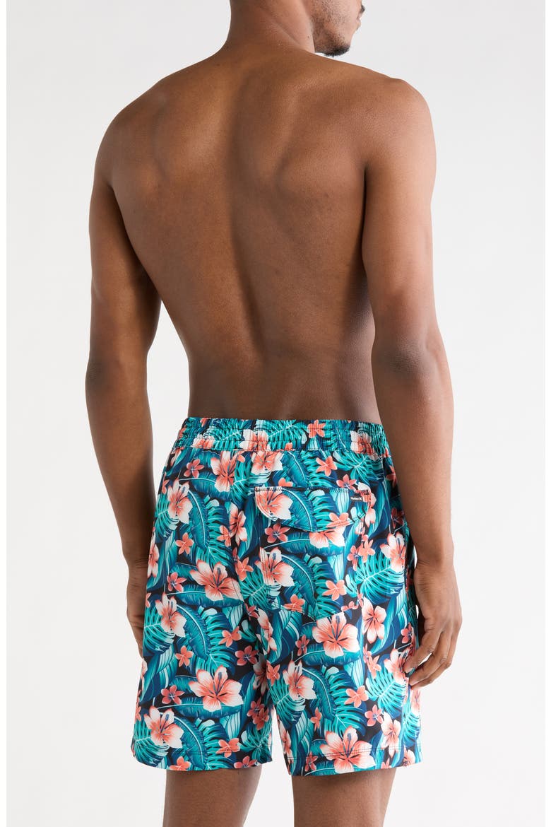 Cabana Floral Volley Swim Shorts, Alternate, color, BLACK