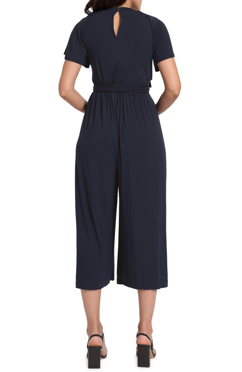 Seraphine Tie Belt Crop Wide Leg Maternity/Nursing Jumpsuit, Alternate, color, 