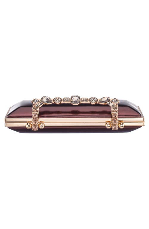 Nina Boujee Crystal Lace Clutch In Brown