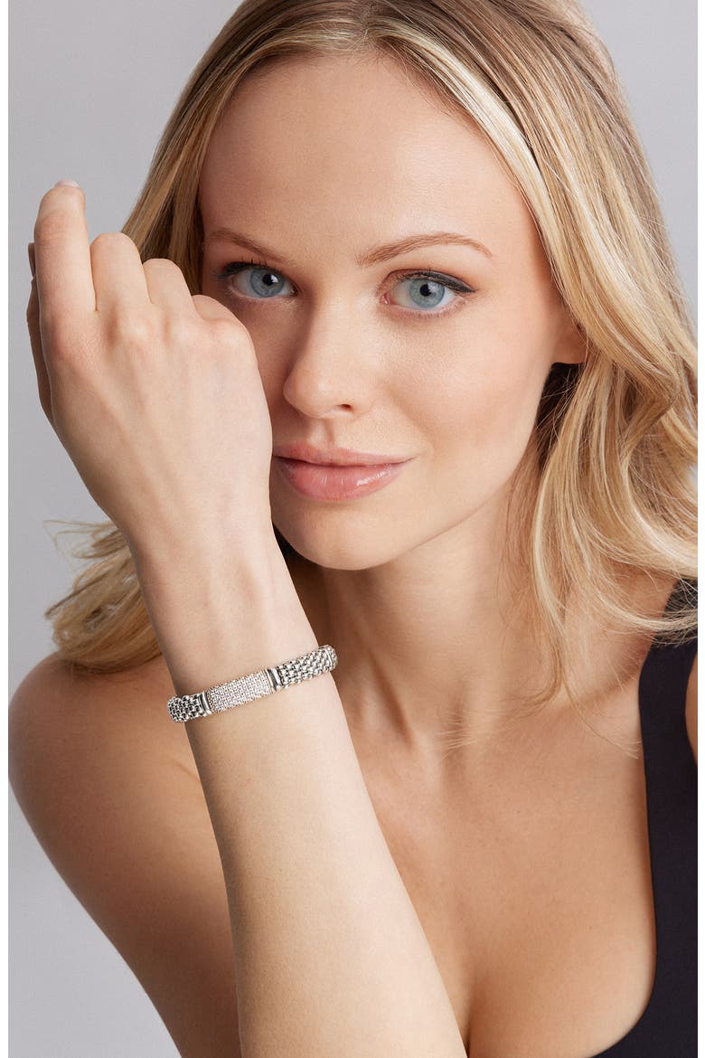 Signature Caviar Pavé Diamond Rope Bracelet, Alternate, color, SILVER DIAMOND