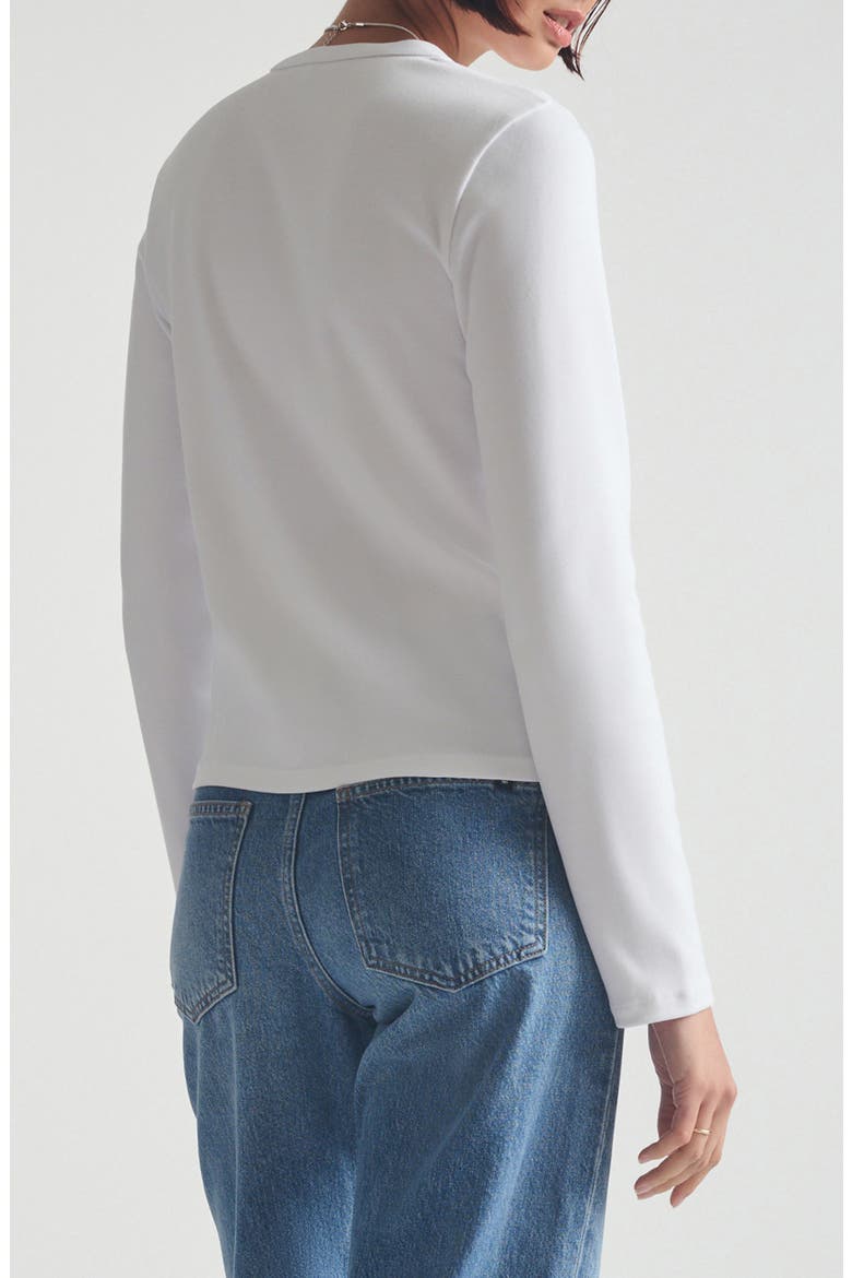 Long Sleeve Stretch Cotton Crop Henley, Alternate, color, WHITE