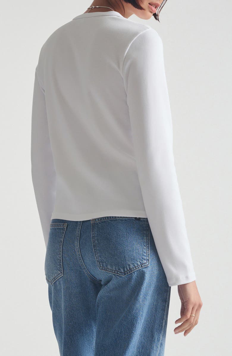 Brooklyn Industries Long Sleeve Stretch Cotton Crop Henley, Alternate, color, White