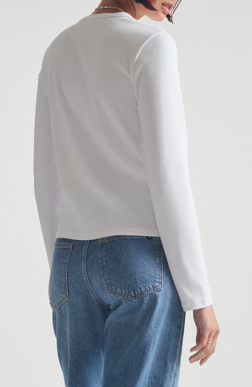 Brooklyn Industries Long Sleeve Stretch Cotton Crop Henley In White