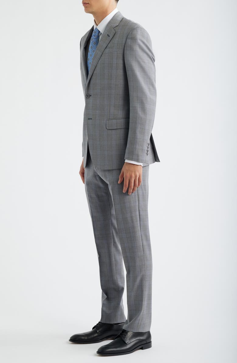 Emporio Armani Light Grey Plaid Virgin Wool Suit, Alternate, color, Solid Light/ Pastel Grey