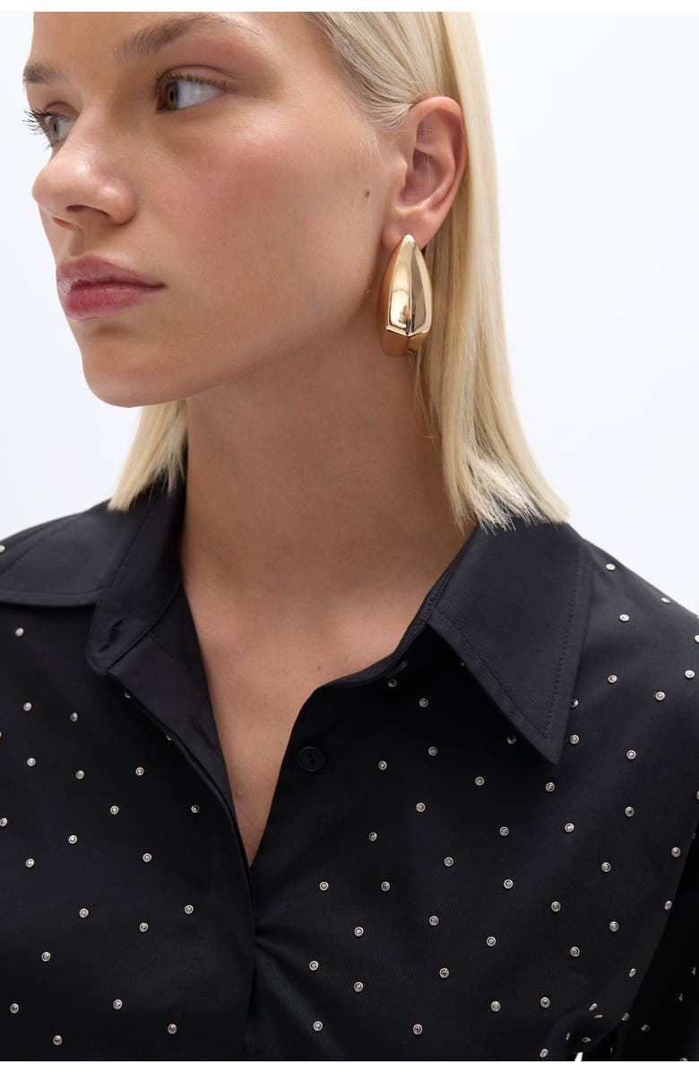 Nocturne Rhinestone Embroidered Button-Up Shirt, Alternate, color, 