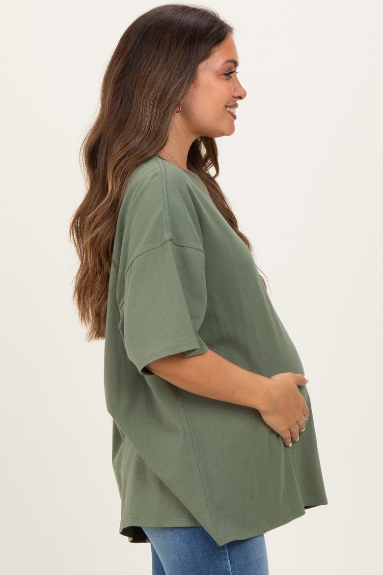Olive Cotton Oversized Tee, Alternate, color, Light Olive