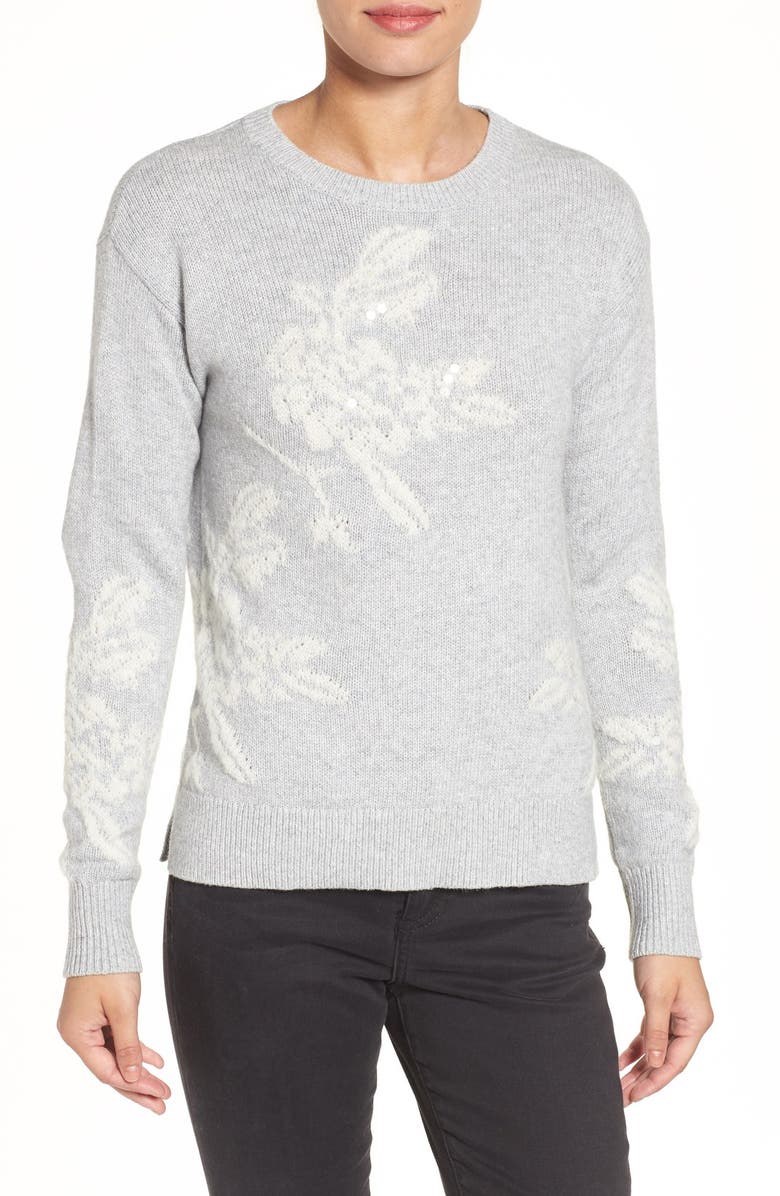 Halogen<sup>®</sup> Floral Intarsia Knit Sweater, Main, color, 