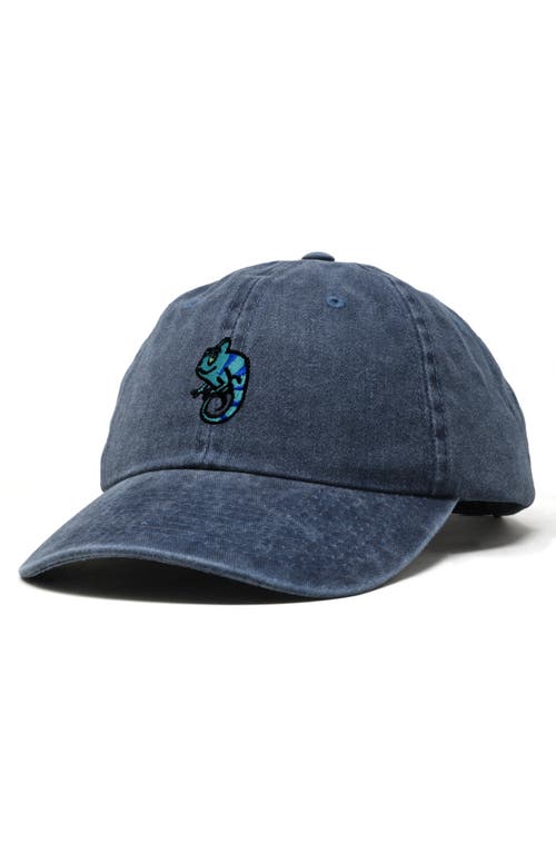 Dalix Chameleon Embroidered Dad Hat In Washed Navy Blue